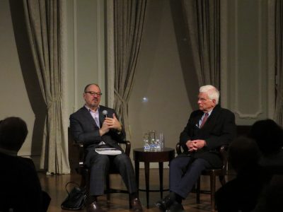 Discussion of “Jews and Ukrainians: A Millennium of Co-Existence” with Prof. Paul Robert Magocsi, Board Member, Ukrainian Jewish Encounter; Chair of Ukrainian Studies, University of Toronto (right) and Adrian Karatnycky (left) at the Ukrainian Institute of America in New York on 28 March 2019.
