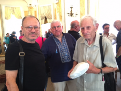 From left to right: Professor Petro Ryhlo of Chernivtsi National University, Andrii Pavlyshyn, and Boris Dorfman, one of the most senior representatives of the Jewish community in Lviv