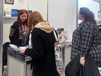 UJE's information and book stand at the Book Country festival. 23–26 April 2026, Expocenter of Ukraine, Kyiv.