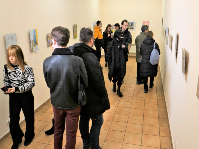 Visitors at the exhibition of the works submitted to the All-Ukrainian Children's Drawing Contest "Ukrainian-Jewish Encounter: We Are from Ukraine — 2022".
