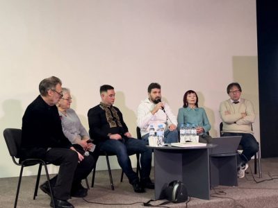 Dr. Serhiy Hirik, Vice-President of the Ukrainian Association for Jewish Studies and Academic Director of the Master's Program in Jewish Studies at Kyiv Mohyla Academy, at the round table. 26 October 2025, Ukrainian House, Kyiv.