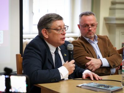 Left to right: Director of the "Tkuma" Ukrainian Institute for Holocaust Studies and UJE Board Member Dr. Igor Shchupak (Dnipro); Historian and documentary filmmaker Oleksandr Zinchenko (Kyiv).