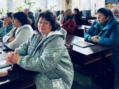 Під час відкриття виставки «Подорож з «Українсько-Єврейською Зустріччю»: від давнини до 1939 року» у залі бібліотеки Шевченківського національного заповідника. Місто Канів, 31 жовтня 2025 р.