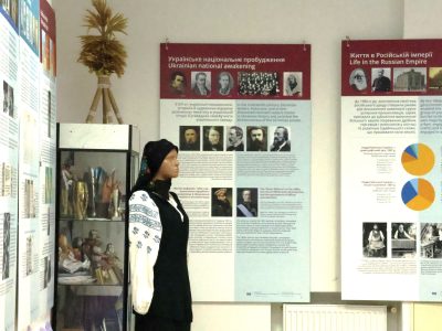 During the opening of the exhibition "A Journey Through the Ukrainian-Jewish Encounter: From Antiquity to 1939" in Kaniv. Kaniv Culture and Arts Center, 29 September 2025.