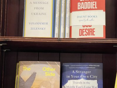 Books dedicated to Ukraine at London’s famed Daunt Books.