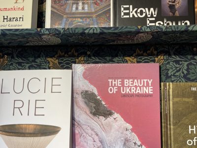 Books dedicated to Ukraine at London’s famed Daunt Books.