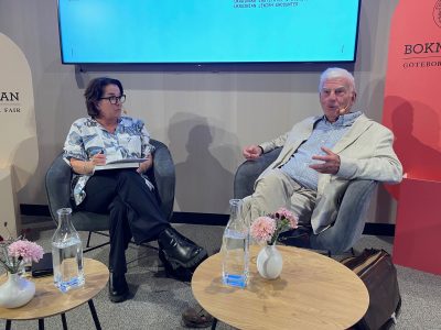Left to right: Swedish journalist Sharon Jåma and UJE Board Member Paul Robert Magocsi at the Gothenburg Book Fair 2025.
