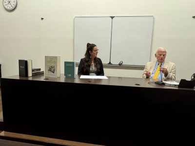 Left to right: Clarisse Brossard, head of European projects for the Ukrainian Institute in France, and UJE Board Member Paul Robert Magocsi.