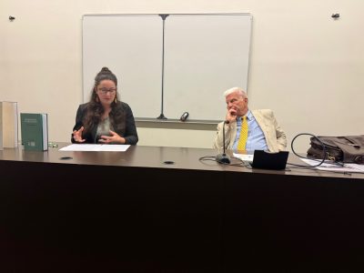 Left to right: Clarisse Brossard, head of European projects for the Ukrainian Institute in France, and UJE Board Member Paul Robert Magocsi.