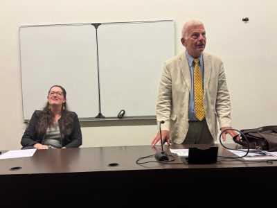 Left to right: Clarisse Brossard, head of European projects for the Ukrainian Institute in France, and UJE Board Member Paul Robert Magocsi.