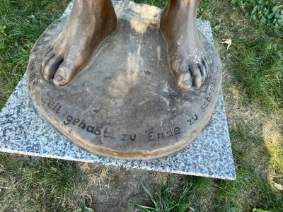 A recently erected memorial to Selma Meerbaum-Eisinger in Chernivtsi.