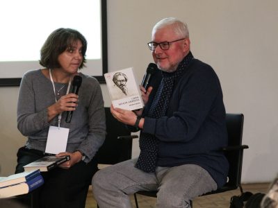 Left to right: translator Anna Nekrasova, who is a long-time collaborator with Kyiv's "Dukh i Litera" and moderator Andriy Pavlyshyn.