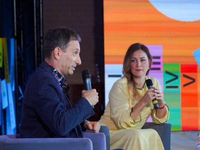 Left to right: Vitaly Portnikov and Maria Hurska