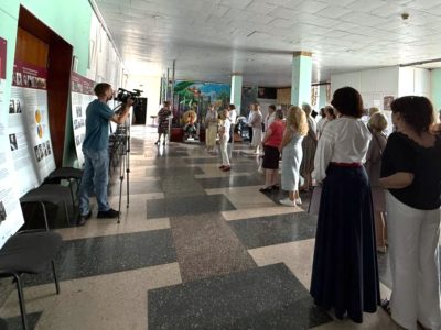 At the opening of the exhibition "A Journey Through the Ukrainian-Jewish Encounter: From Antiquity to 1939" in Smila. Smila Cultural Center, 13 July 2025.