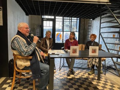 Left to right: Andriy Pavlyshyn, a Ukrainian journalist, public figure, historian, and translator; essayist and art critic Diana Klochko; Hebrew translator Anna Nekrasova; and Yiddish translator Tetiana Nepypenko.