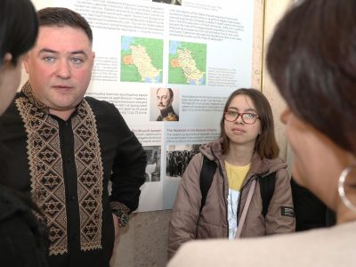 During and after the opening of the exhibition "A Journey Through the Ukrainian-Jewish Encounter: From Antiquity to 1939" at the Vasylkiv Cultural Center. 20 March 2026.