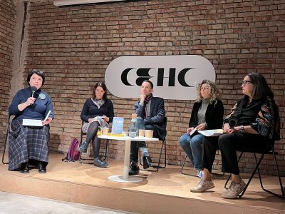 Left to right: Maryna Poliakova, editor of the reviews department of the Krytyka Journal; Bohdana Matiyash, poet, essayist, and translator; Vitaliy Portnikov, publicist, political analyst, and writer; Oksana Forostyna, author and publisher; Natalia Feduschak, curator of the project "War is…"