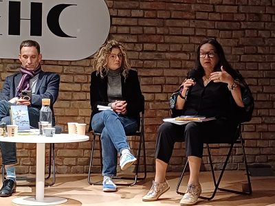 Left to right: Vitaliy Portnikov, publicist, political analyst, and writer; Oksana Forostyna, author and publisher; Natalia A. Feduschak, curator of the project "War is.."