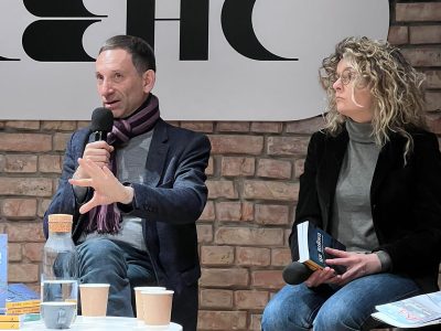 Left to right: Vitaliy Portnikov, publicist, political analyst, and writer; Oksana Forostyna, author and publisher.