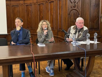 Left to right: Vitaliy Portnikov, publicist, political analyst; writer and Oksana Forostyna, author and publisher, Andriy Pavlyshyn, translator, historian and journalist.